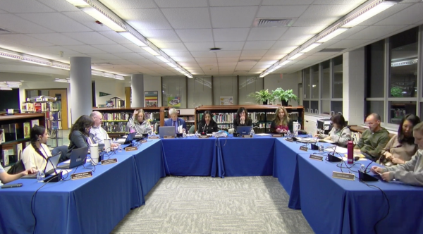 The BOE at the start of the meeting at Pascack Valley High School.